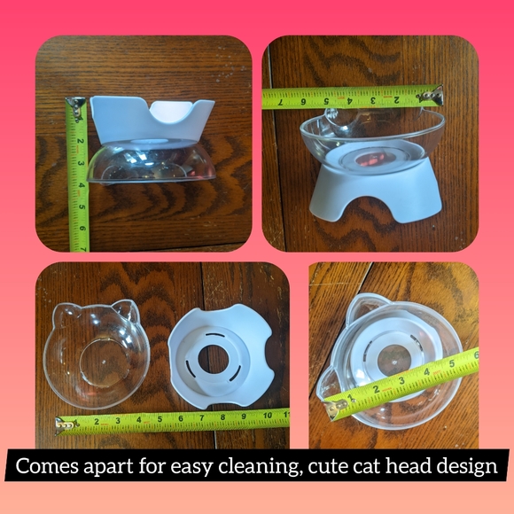 5/$25 cat face shaped elevated Pet bowl, brand new comes apart for easy cleaning - Picture 8 of 9